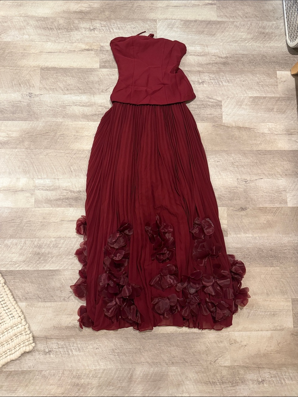 Swoon Strapless Corset Pleated Maxi Dress